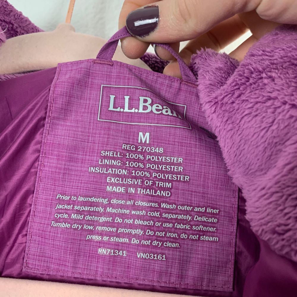 L.L. Bean Purple Fleece Hooded Winter Coat Jacket - Picture 5 of 8
